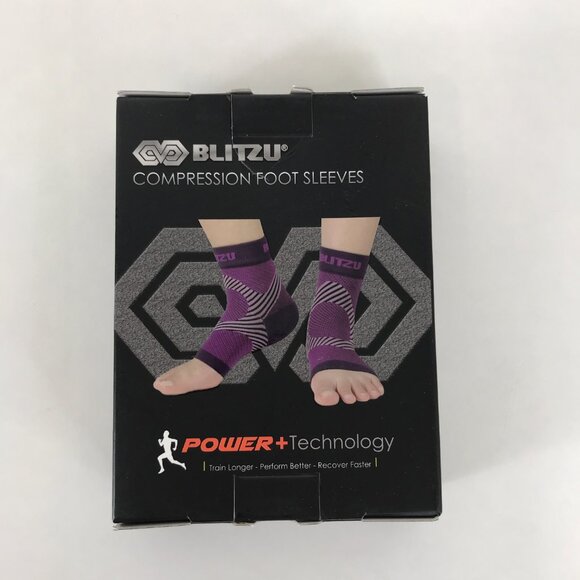 Blitzu Compression Performance Foot Sleeves Purple Large Unisex NEW Open Box - Picture 1 of 7